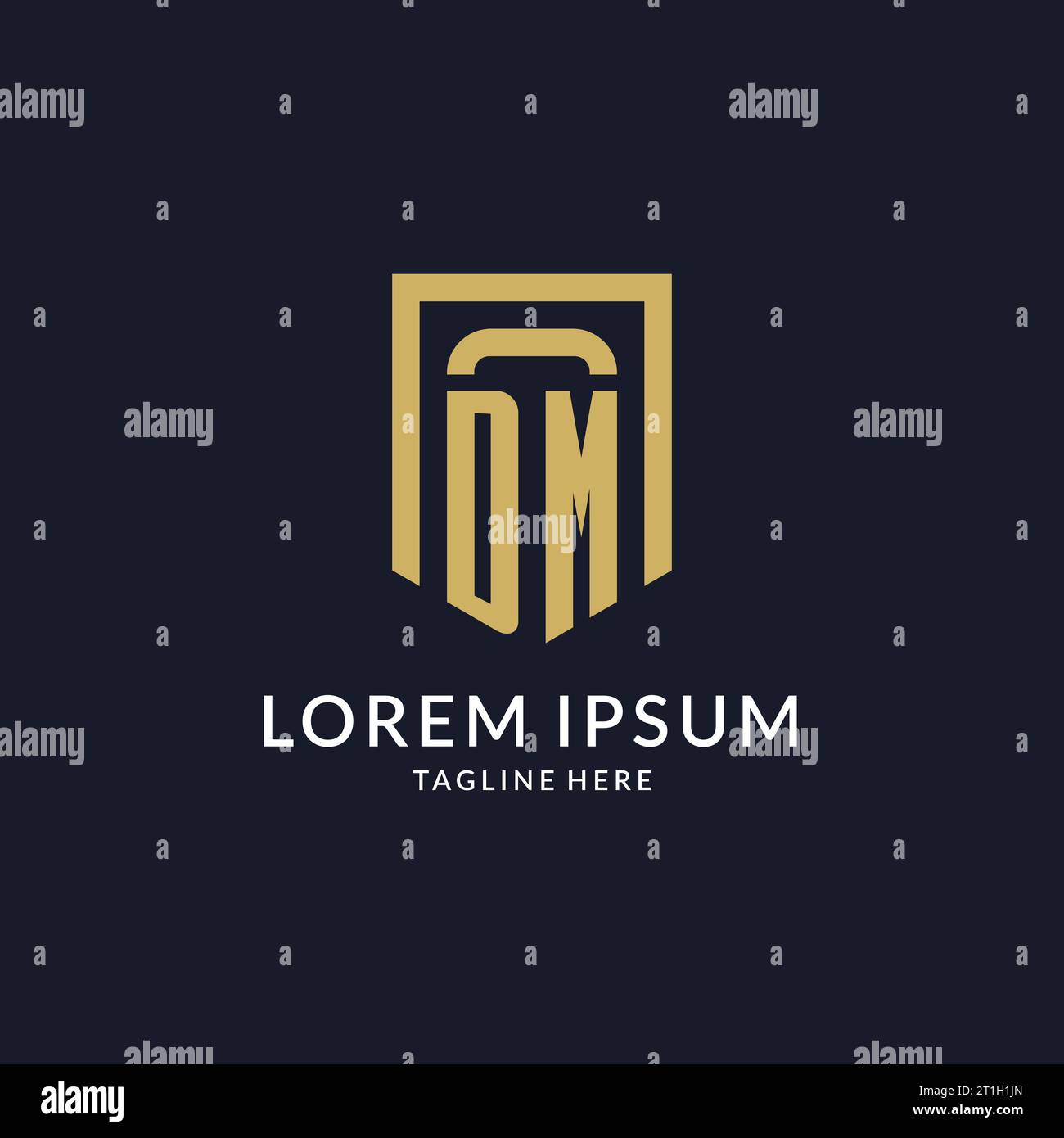 DM logo initial with geometric shield shape design style vector graphic Stock Vector