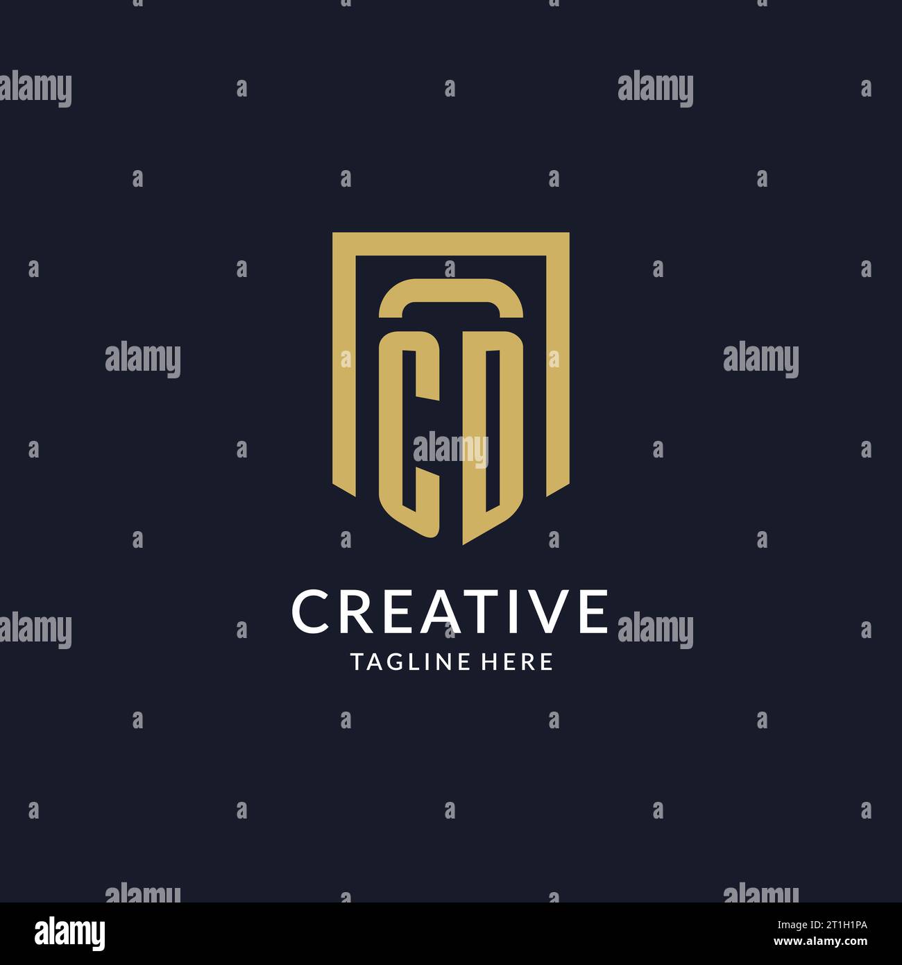 CD logo initial with geometric shield shape design style vector graphic Stock Vector