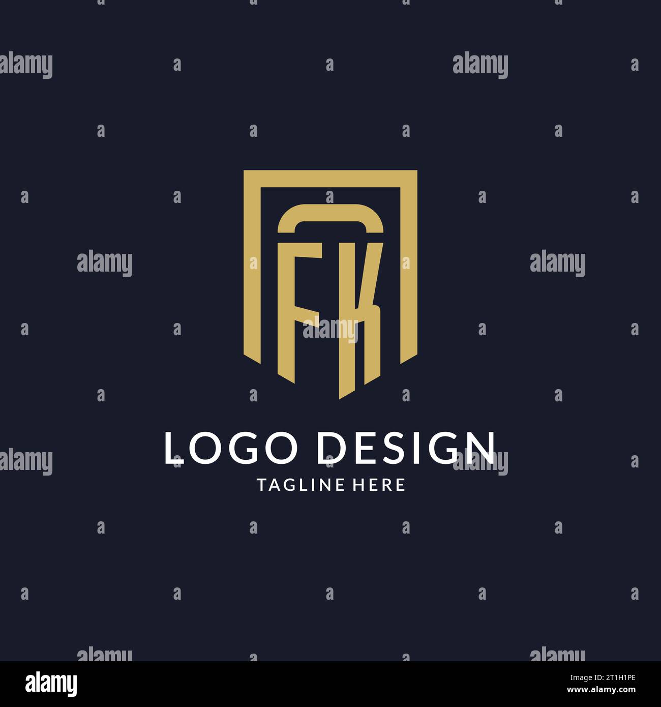 FK logo initial with geometric shield shape design style vector graphic Stock Vector