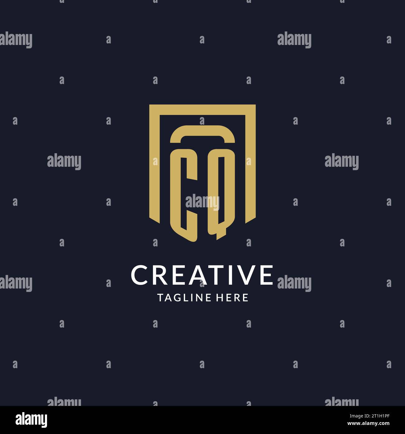 CQ logo initial with geometric shield shape design style vector graphic Stock Vector