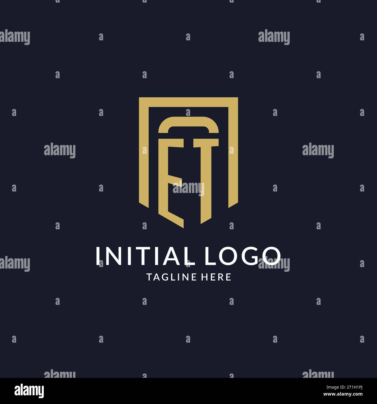 ET logo initial with geometric shield shape design style vector graphic Stock Vector