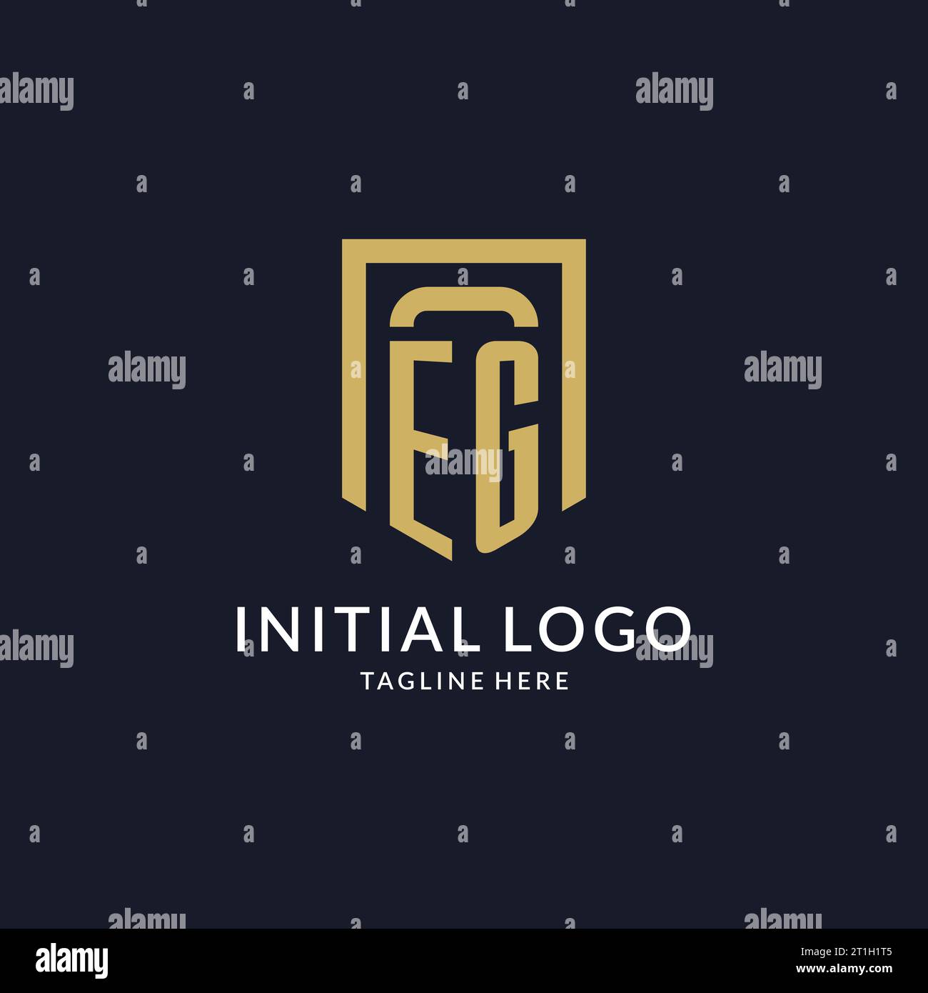 EG logo initial with geometric shield shape design style vector graphic Stock Vector