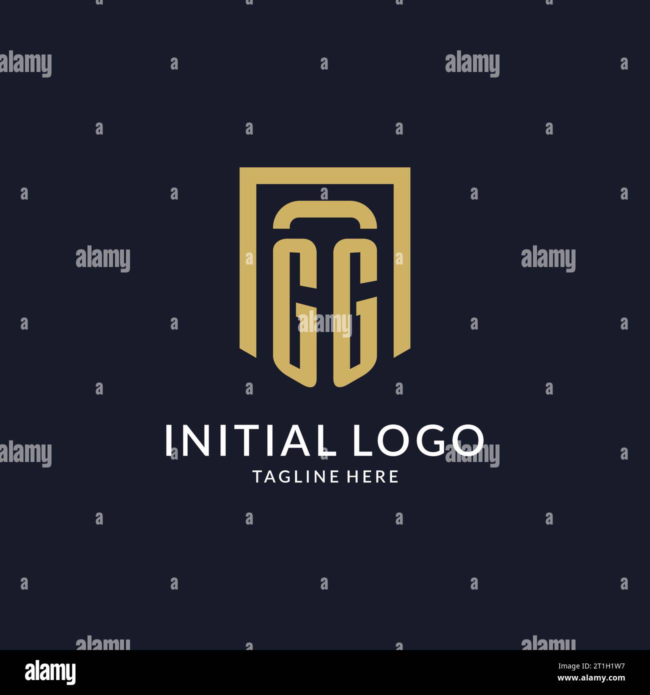 GG logo initial with geometric shield shape design style vector graphic Stock Vector