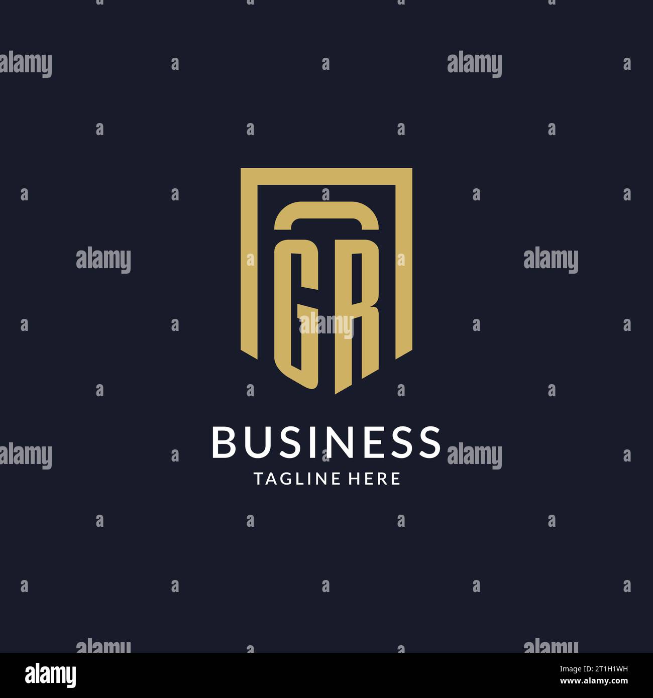 GR logo initial with geometric shield shape design style vector graphic Stock Vector
