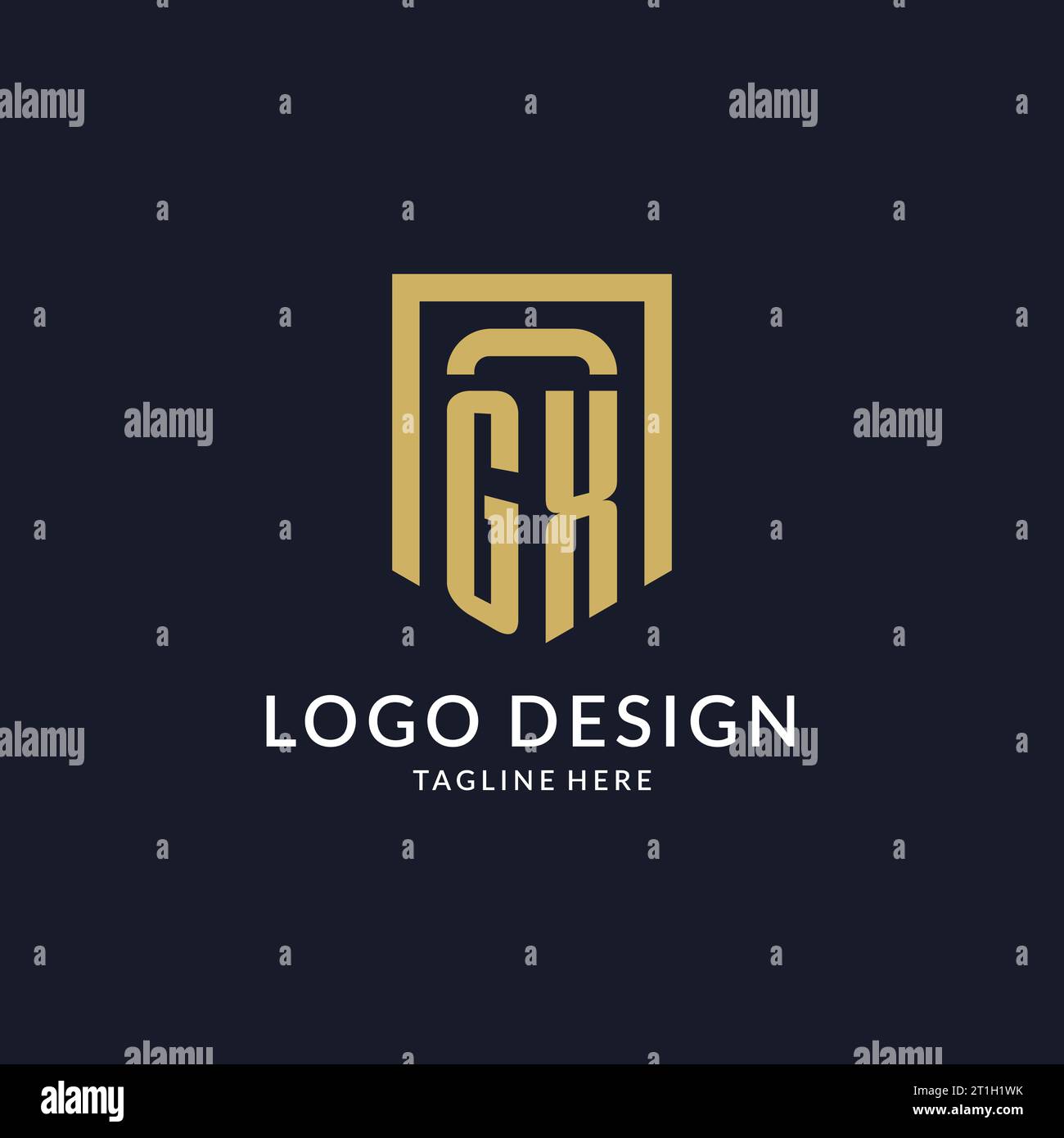 GX logo initial with geometric shield shape design style vector graphic Stock Vector