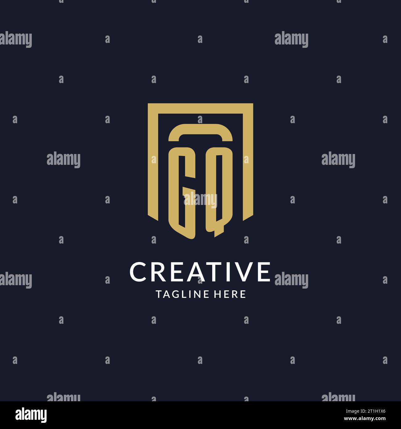 GQ logo initial with geometric shield shape design style vector graphic Stock Vector