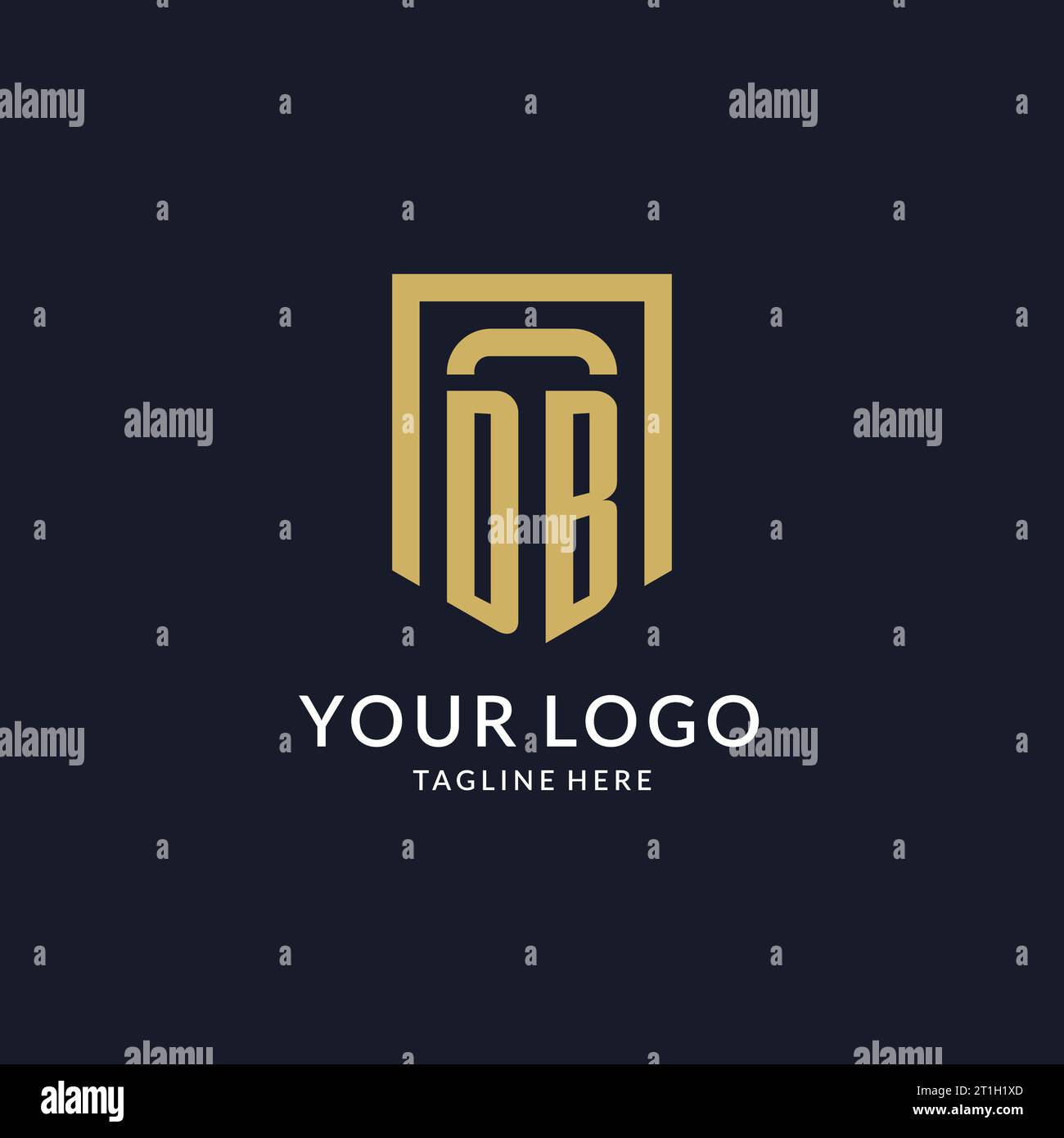 DB logo initial with geometric shield shape design style vector graphic Stock Vector