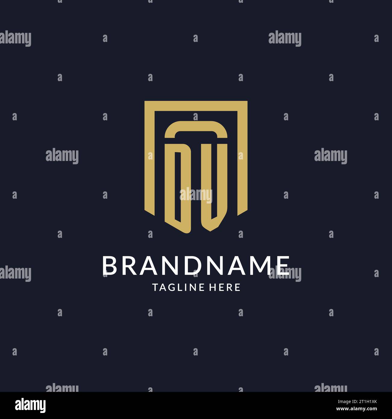 DV logo initial with geometric shield shape design style vector graphic Stock Vector