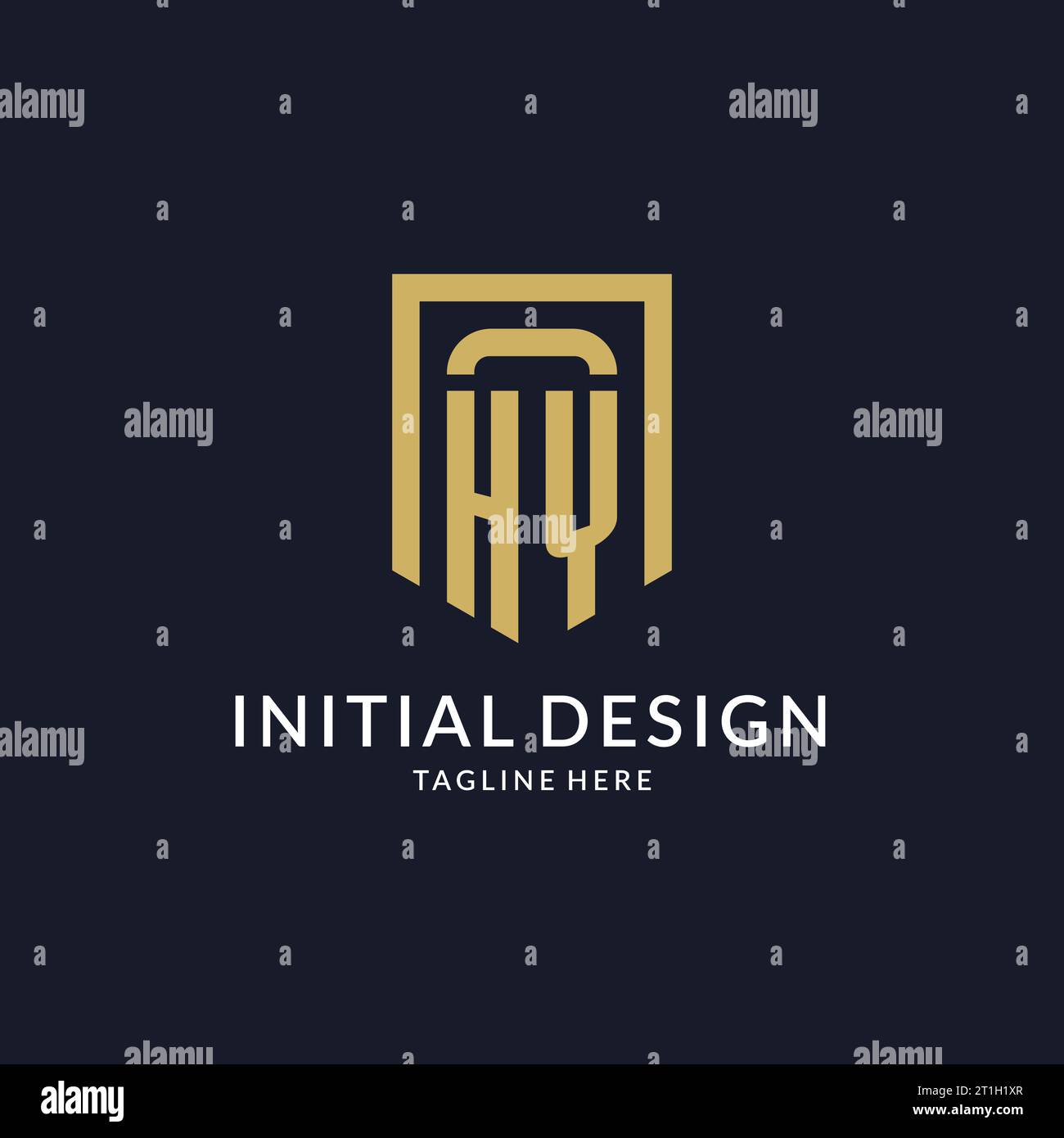 HY logo initial with geometric shield shape design style vector graphic Stock Vector