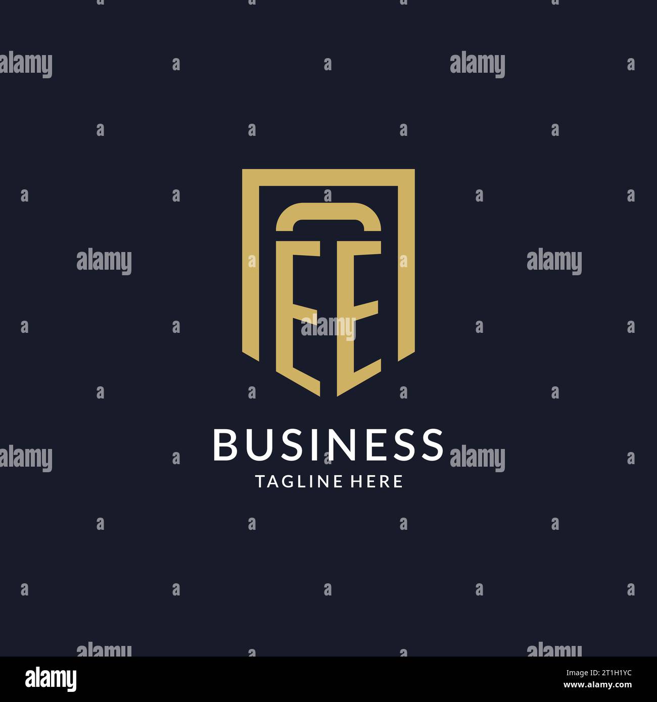 EE logo initial with geometric shield shape design style vector graphic Stock Vector