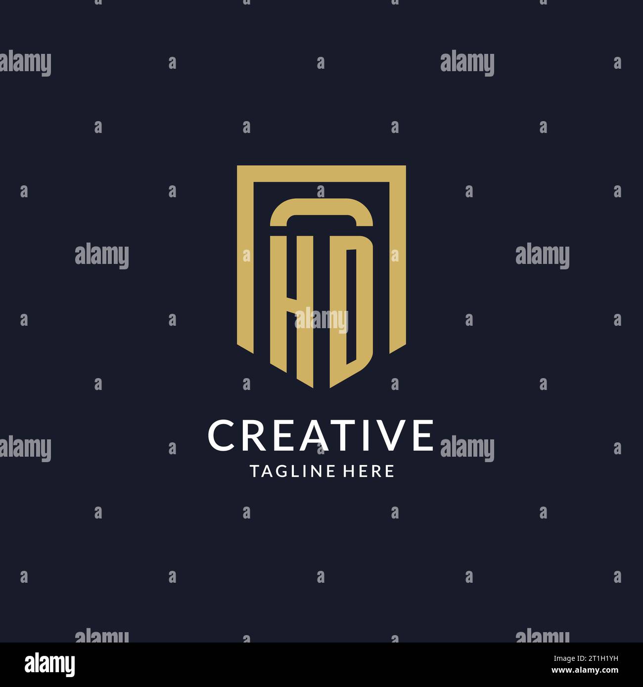 HD logo initial with geometric shield shape design style vector graphic Stock Vector