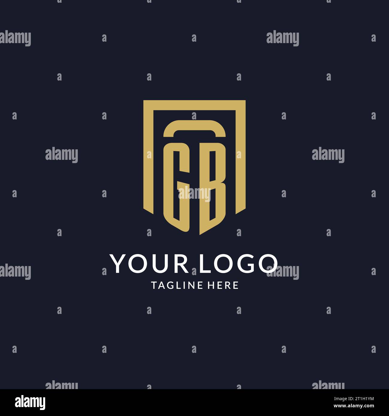 GB logo initial with geometric shield shape design style vector graphic Stock Vector