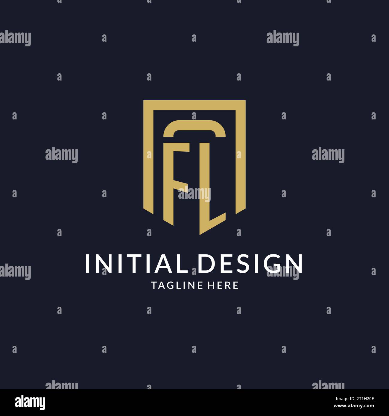 FL logo initial with geometric shield shape design style vector graphic Stock Vector