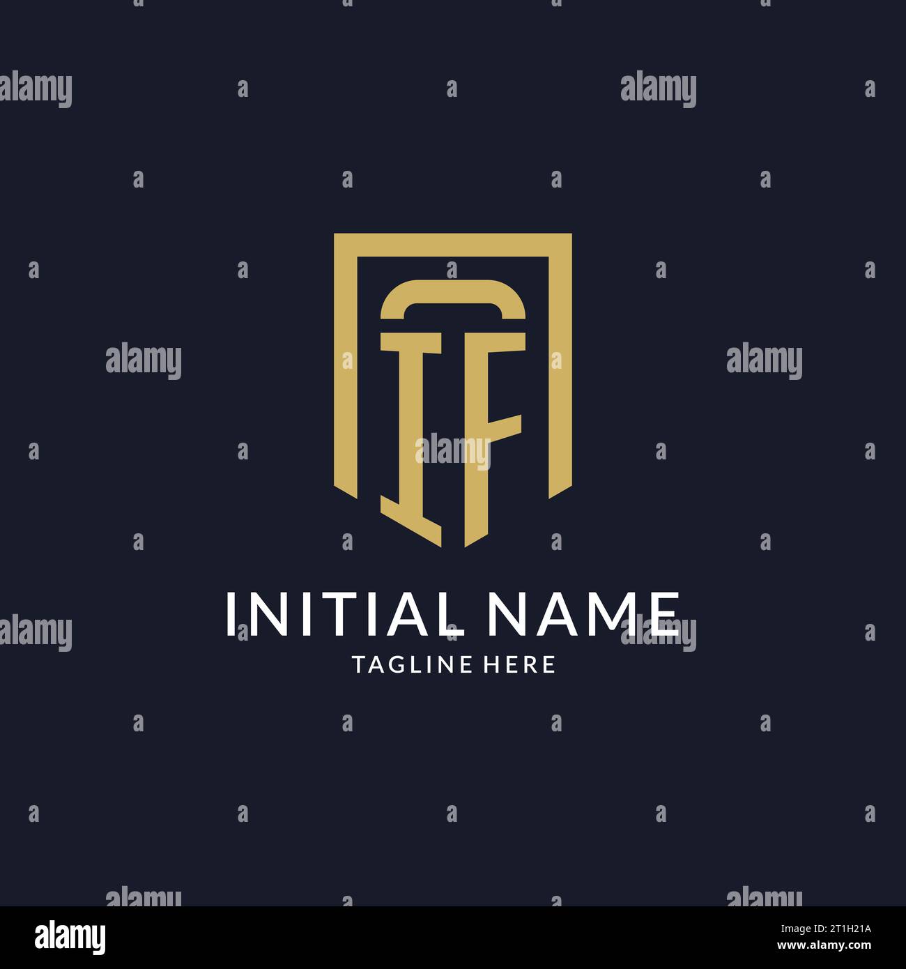IF logo initial with geometric shield shape design style vector graphic Stock Vector