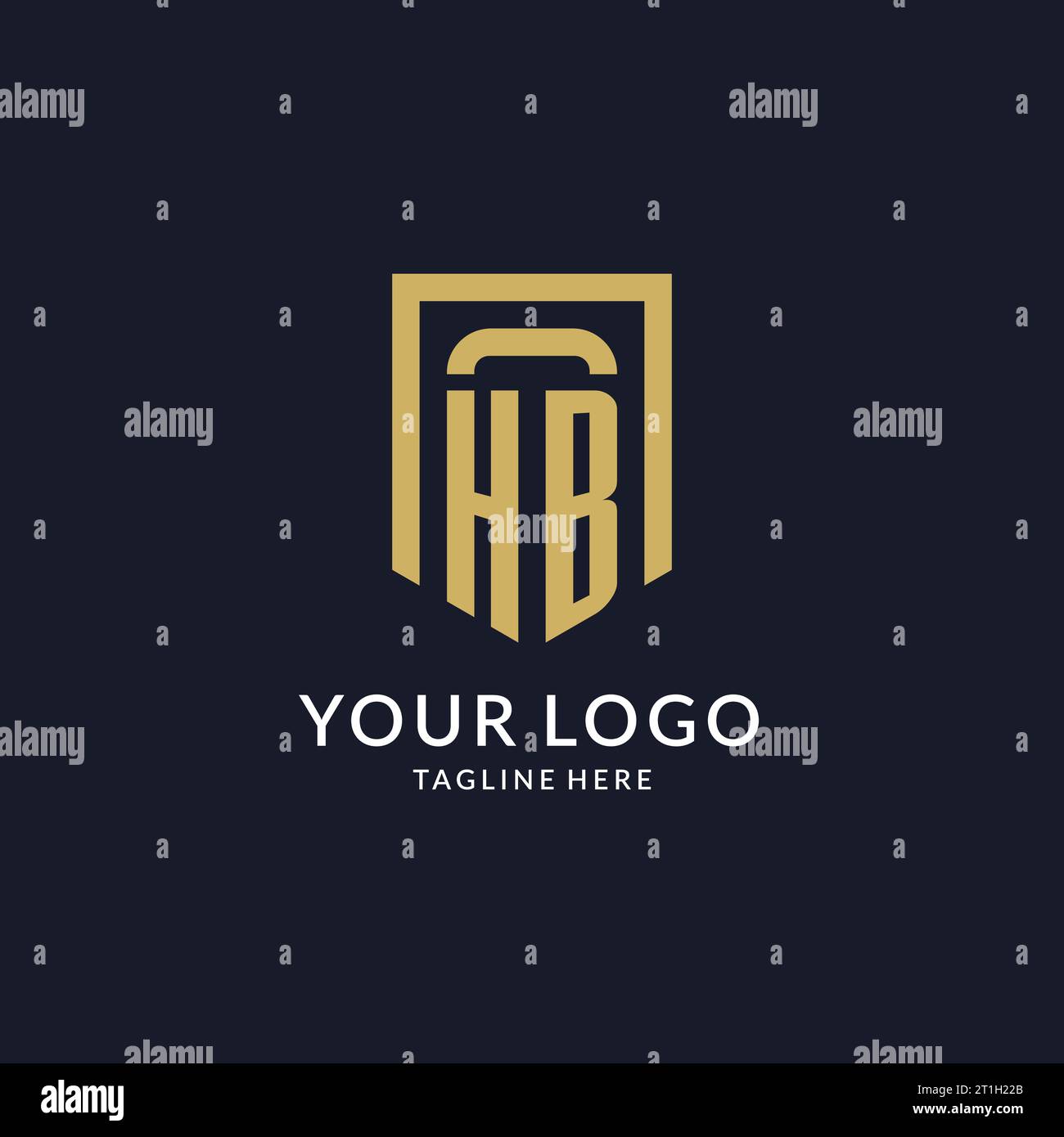 HB logo initial with geometric shield shape design style vector graphic Stock Vector