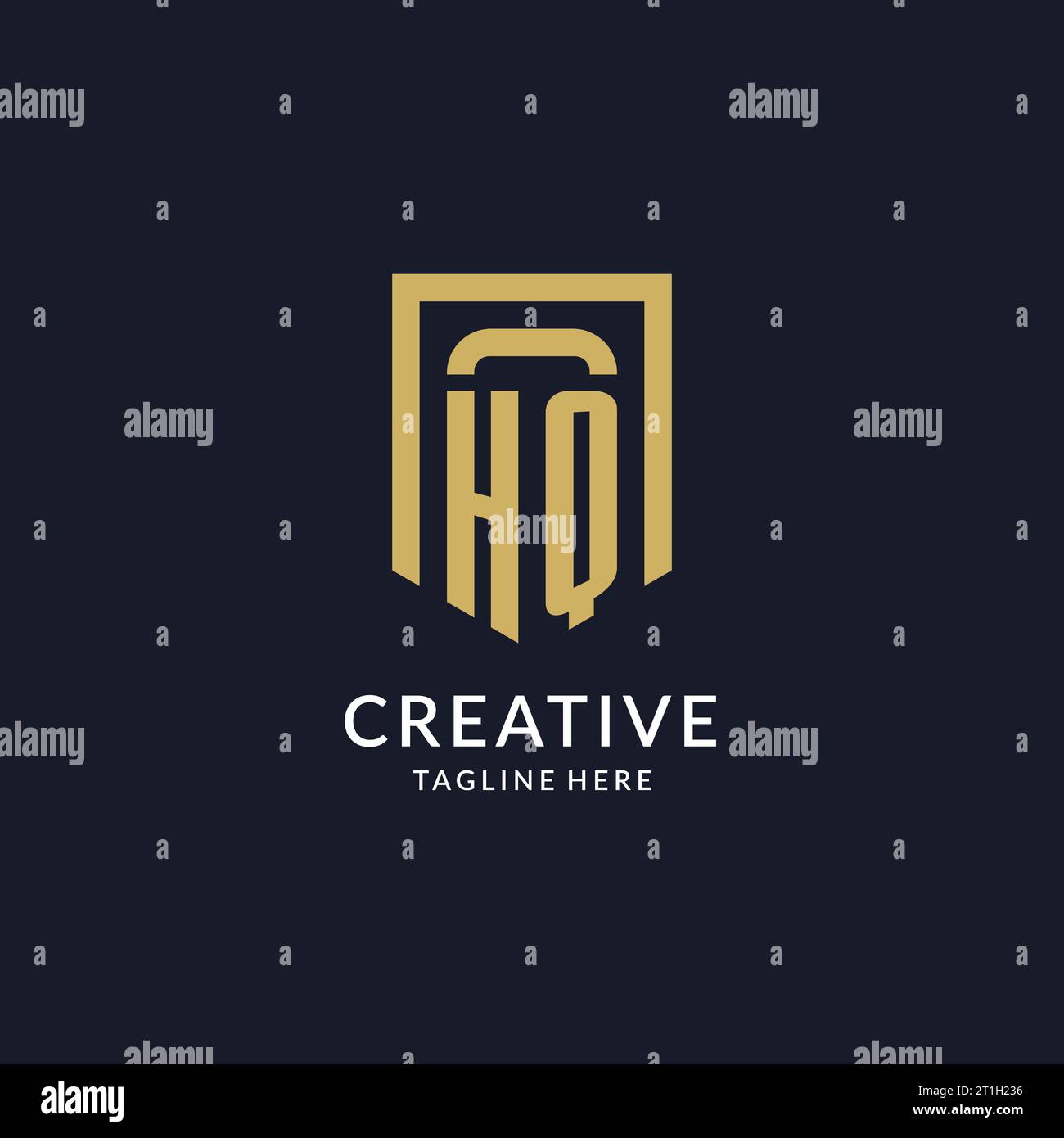 HQ logo initial with geometric shield shape design style vector graphic Stock Vector
