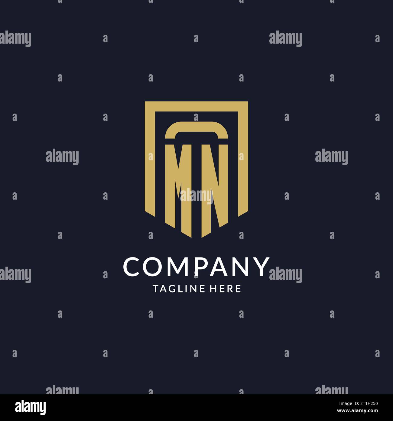 MN logo initial with geometric shield shape design style vector graphic Stock Vector