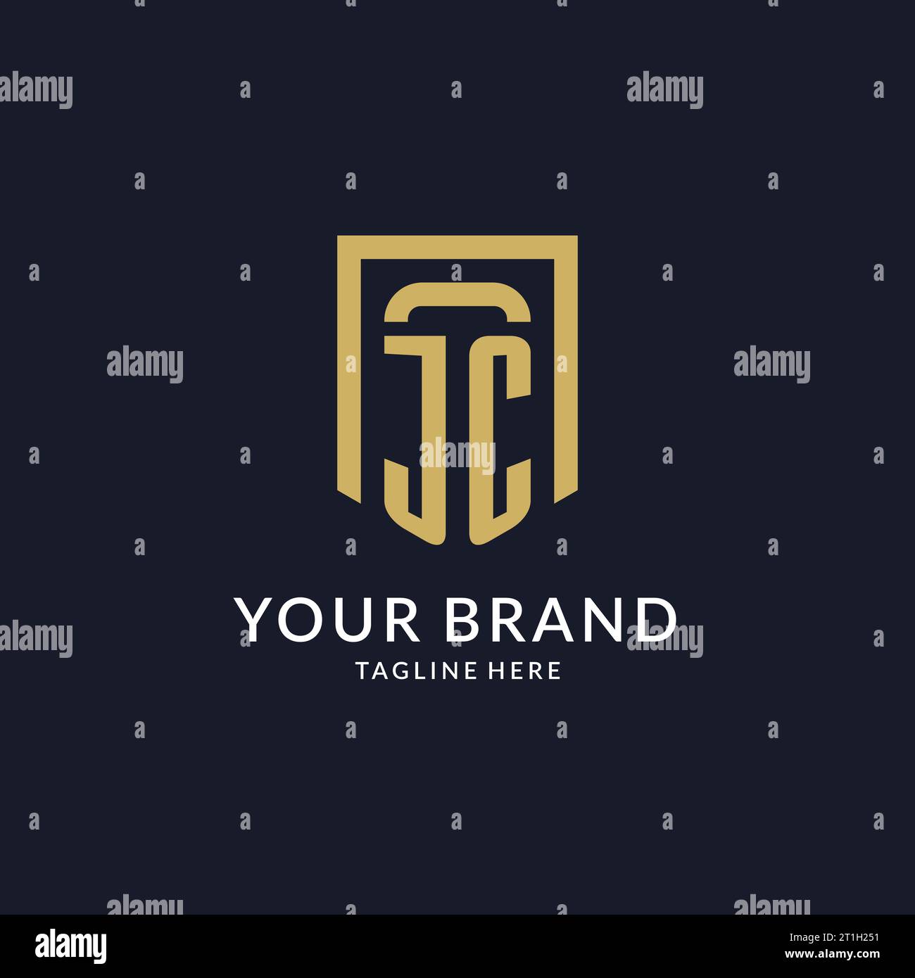 JC logo initial with geometric shield shape design style vector graphic ...