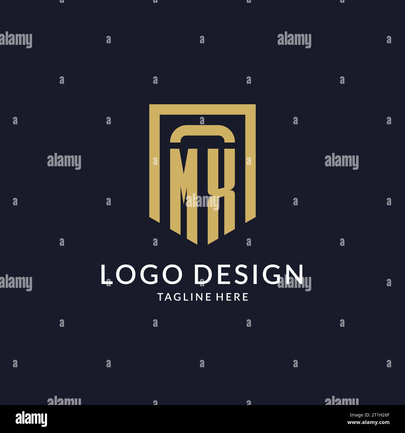 MX logo initial with geometric shield shape design style vector graphic Stock Vector