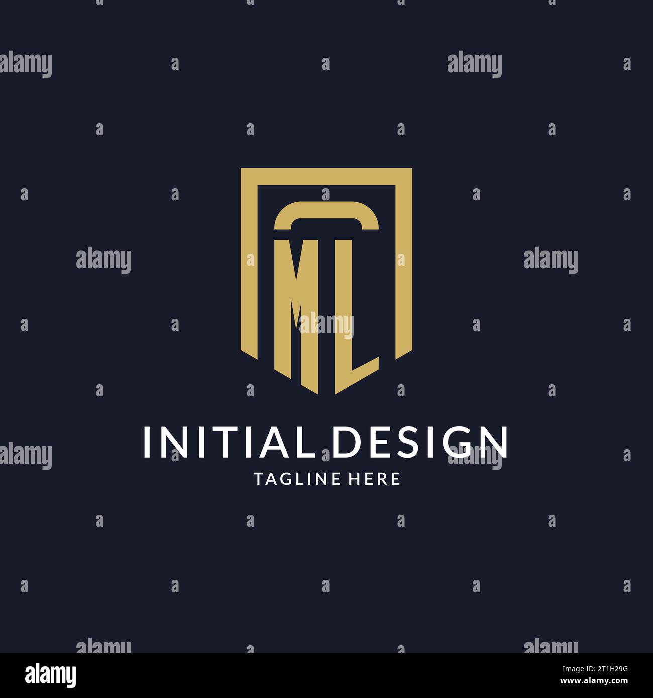 ML logo initial with geometric shield shape design style vector graphic Stock Vector
