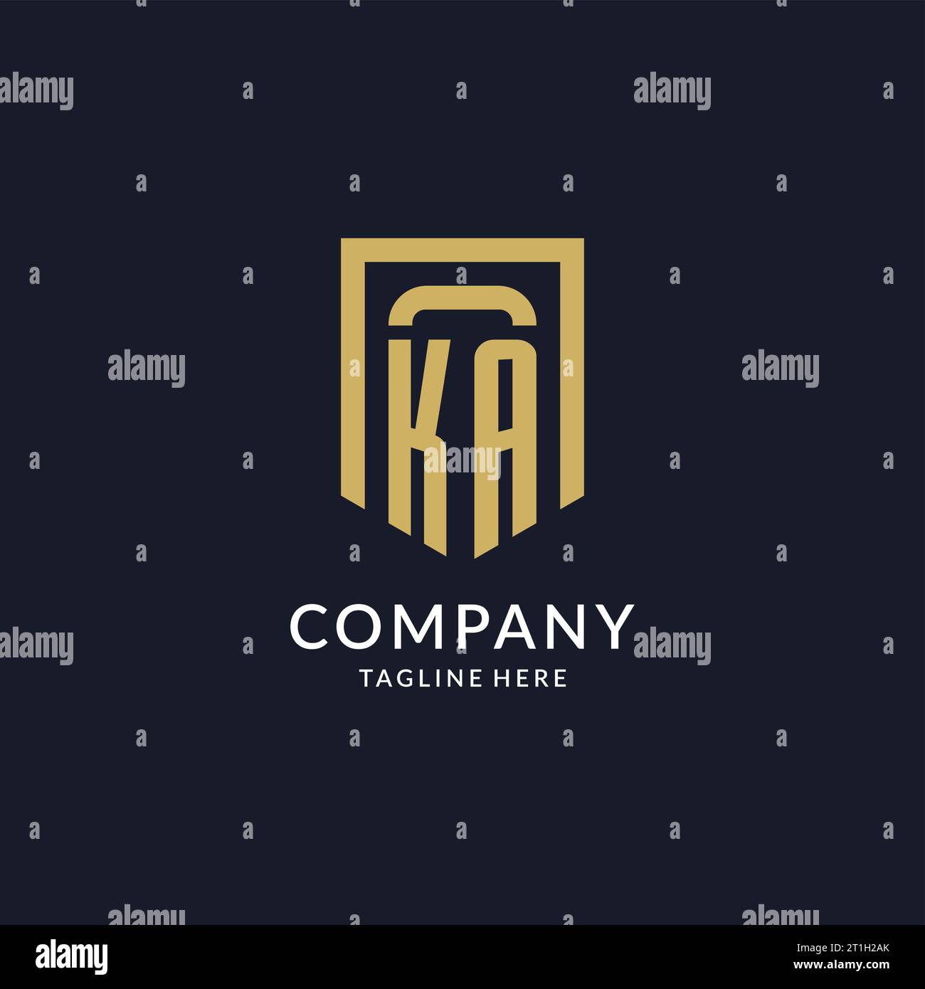 KA logo initial with geometric shield shape design style vector graphic Stock Vector