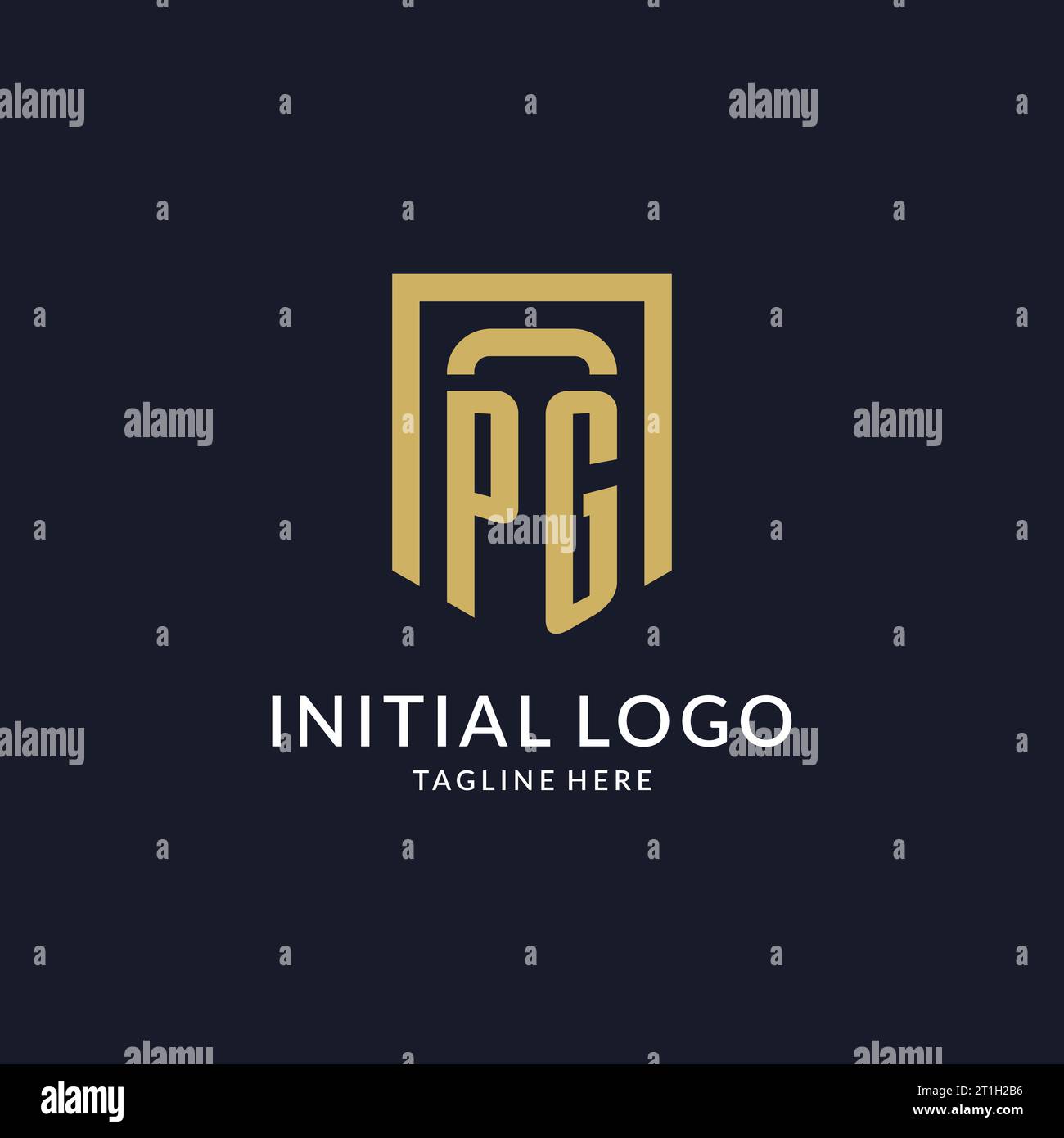 PG logo initial with geometric shield shape design style vector graphic Stock Vector