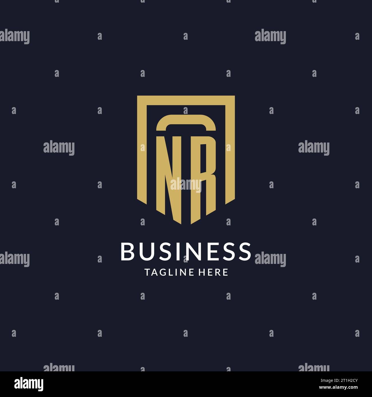 NR logo initial with geometric shield shape design style vector graphic ...
