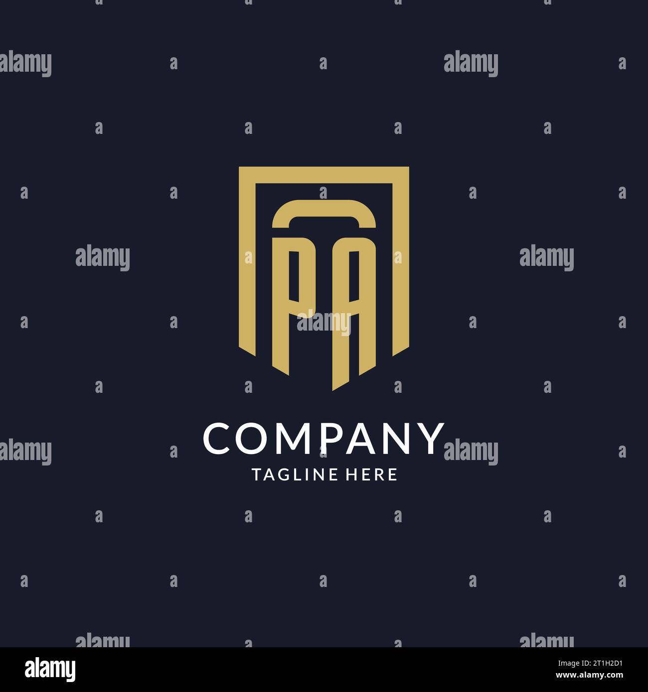 PA logo initial with geometric shield shape design style vector graphic Stock Vector
