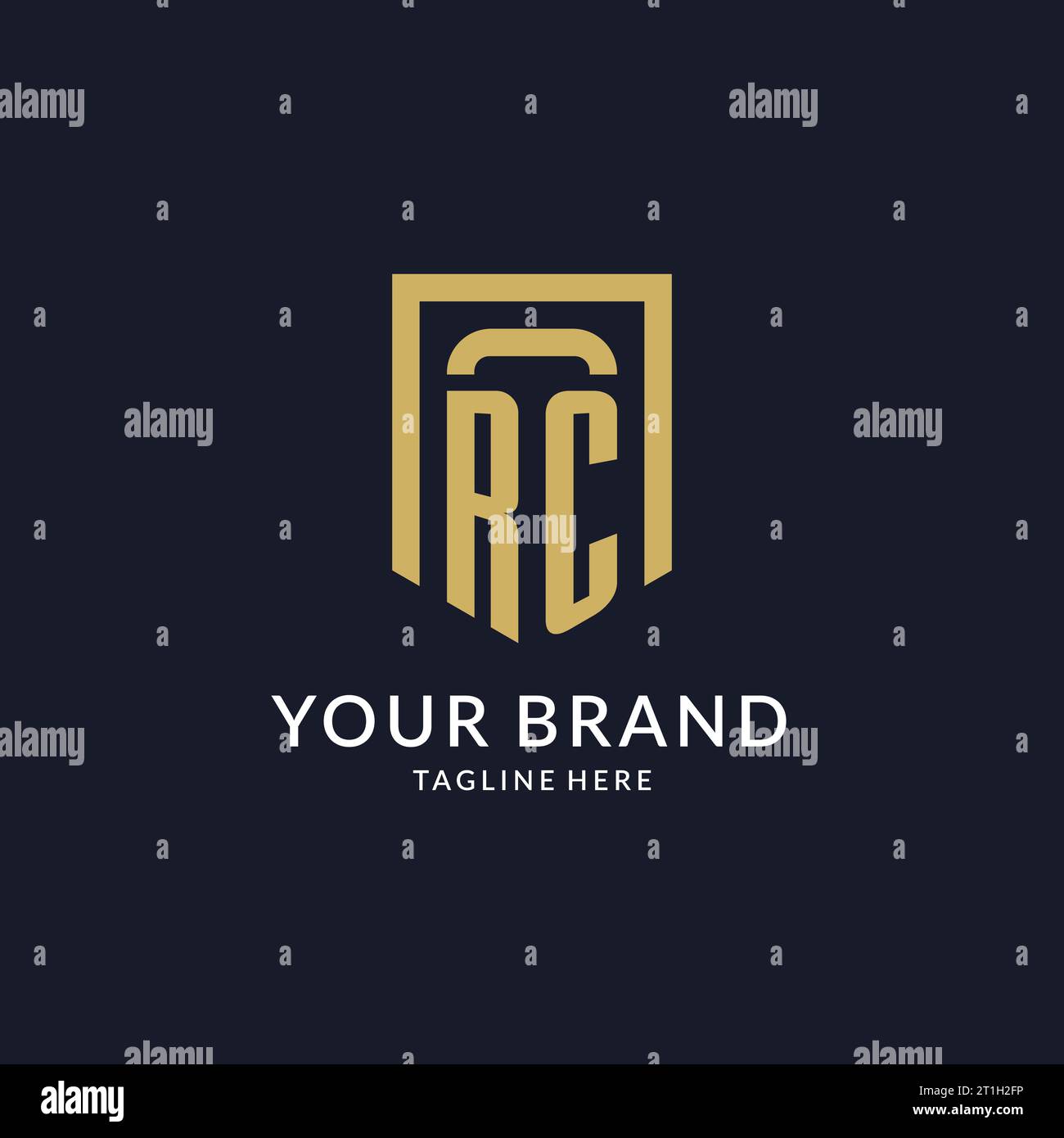 RC logo initial with geometric shield shape design style vector graphic Stock Vector