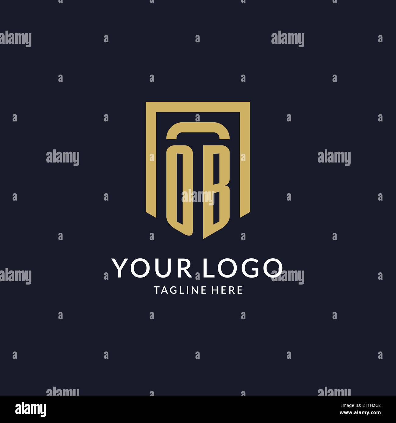 OB logo initial with geometric shield shape design style vector graphic Stock Vector