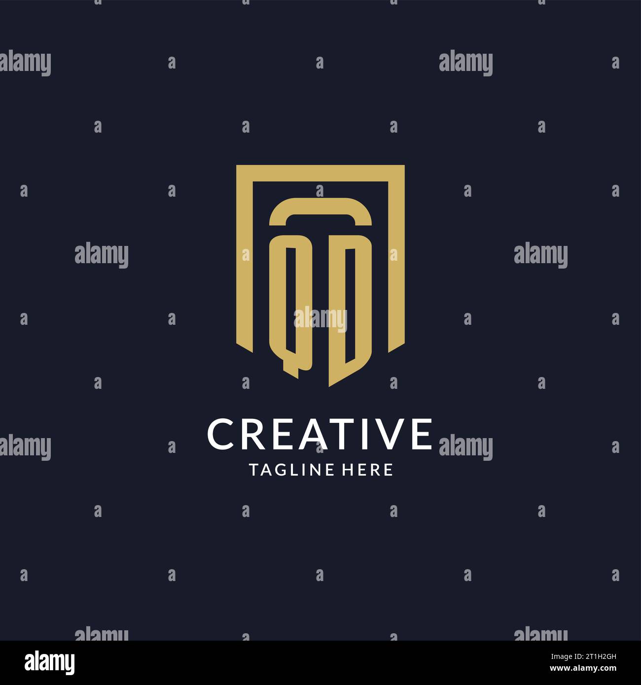 QD logo initial with geometric shield shape design style vector graphic Stock Vector