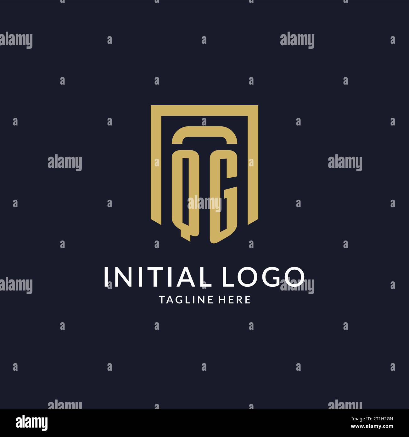 QG logo initial with geometric shield shape design style vector graphic Stock Vector