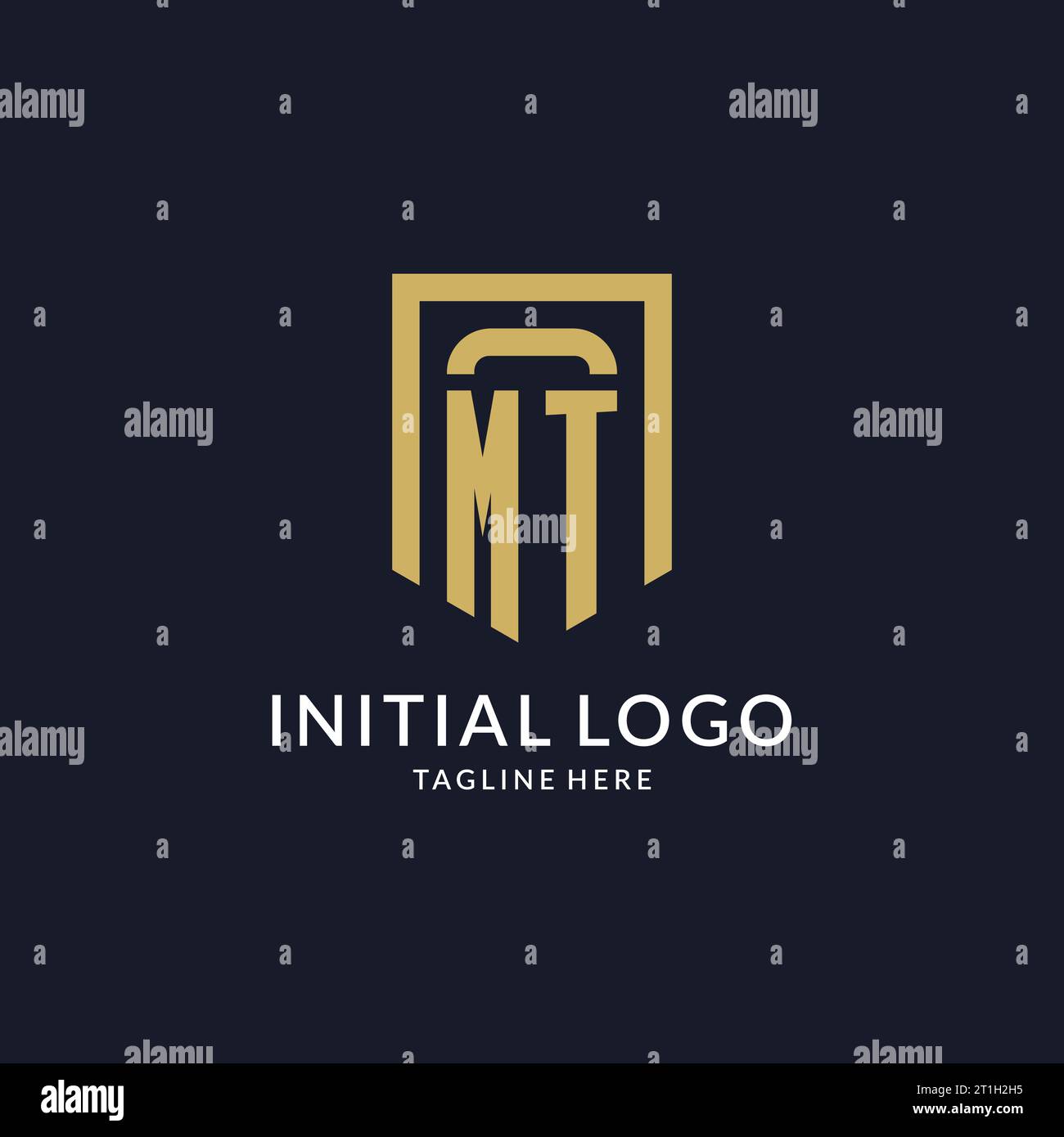 MT logo initial with geometric shield shape design style vector graphic Stock Vector