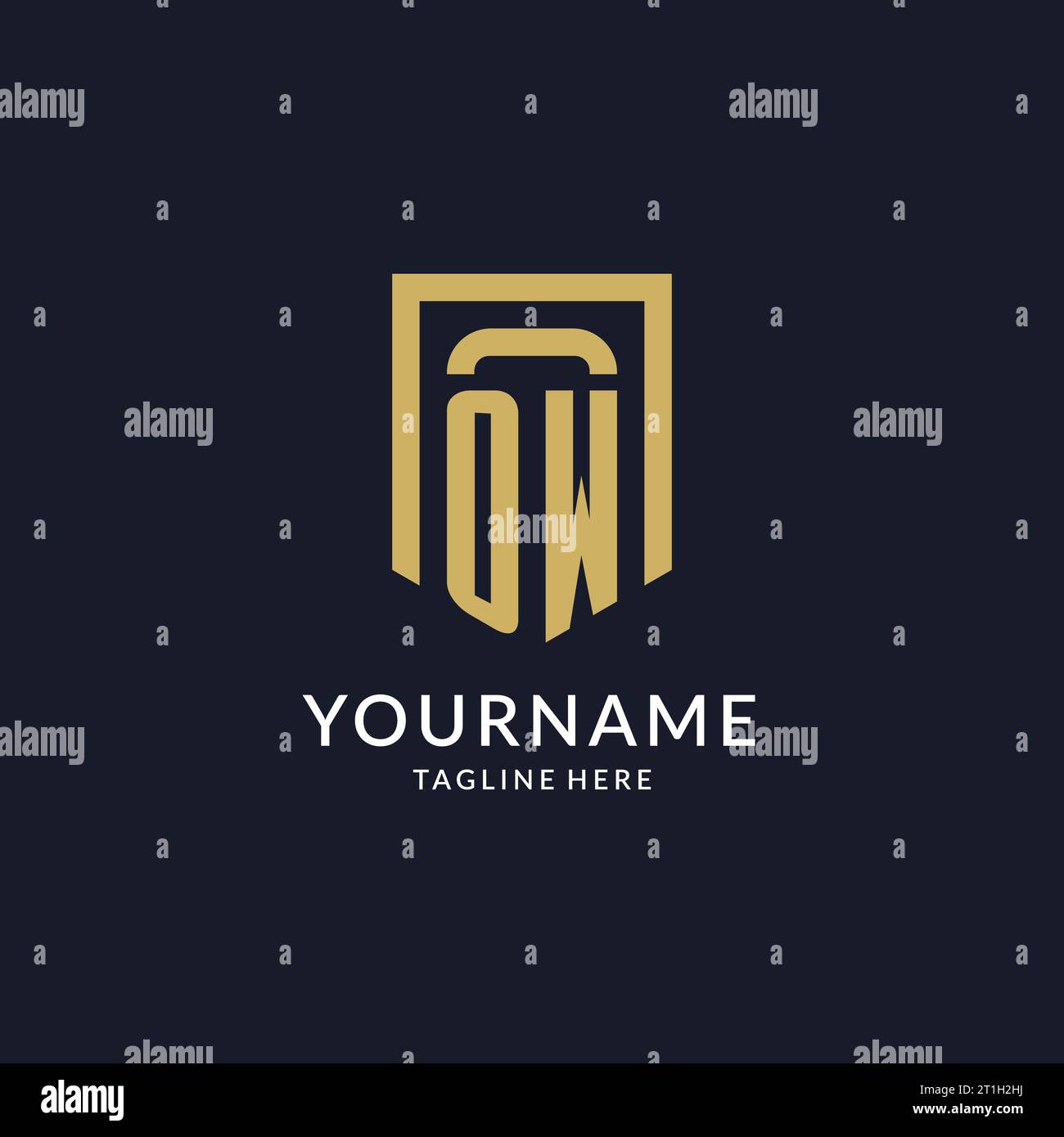 OW logo initial with geometric shield shape design style vector graphic Stock Vector