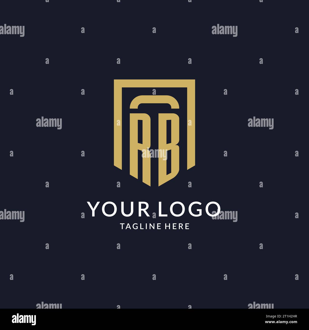 RB logo initial with geometric shield shape design style vector graphic Stock Vector