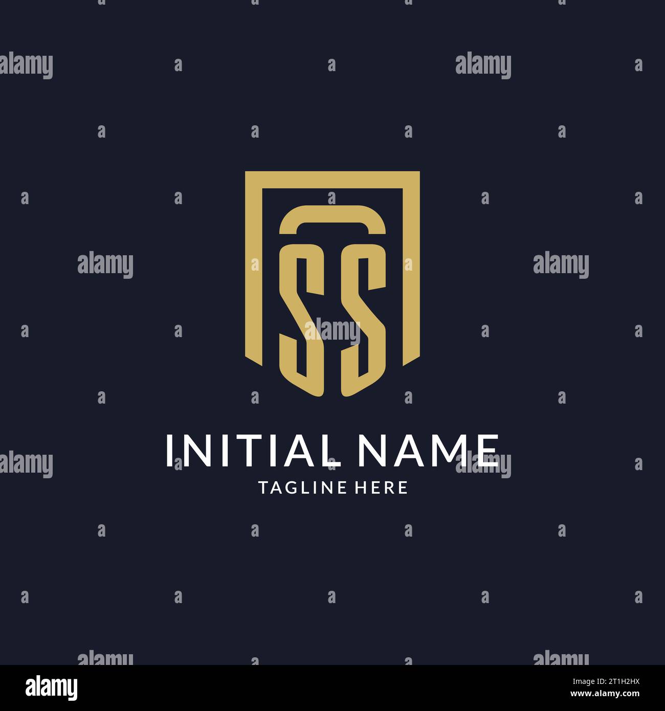 SS logo initial with geometric shield shape design style vector graphic Stock Vector