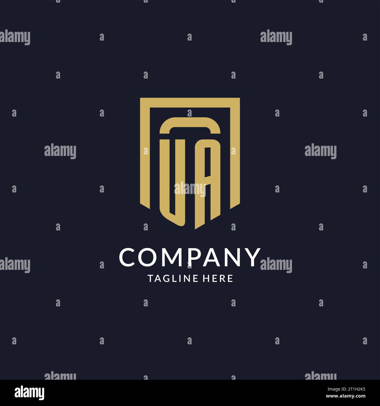 UA logo initial with geometric shield shape design style vector graphic Stock Vector