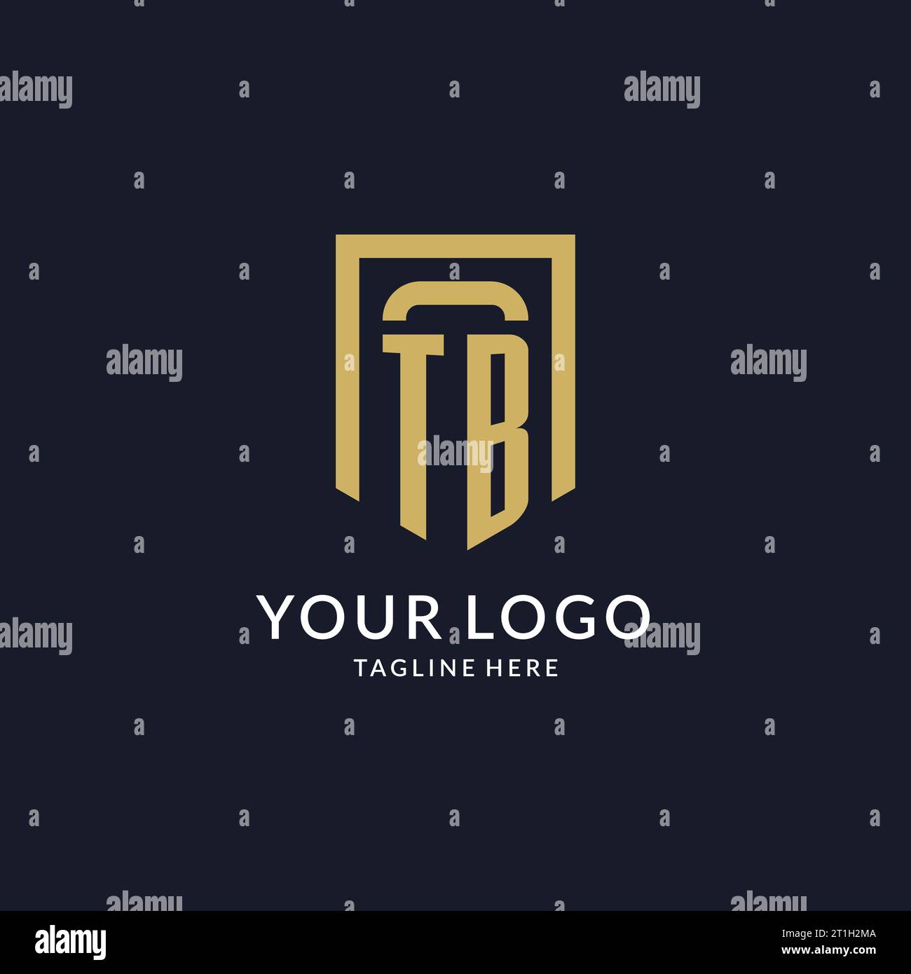 TB logo initial with geometric shield shape design style vector graphic Stock Vector