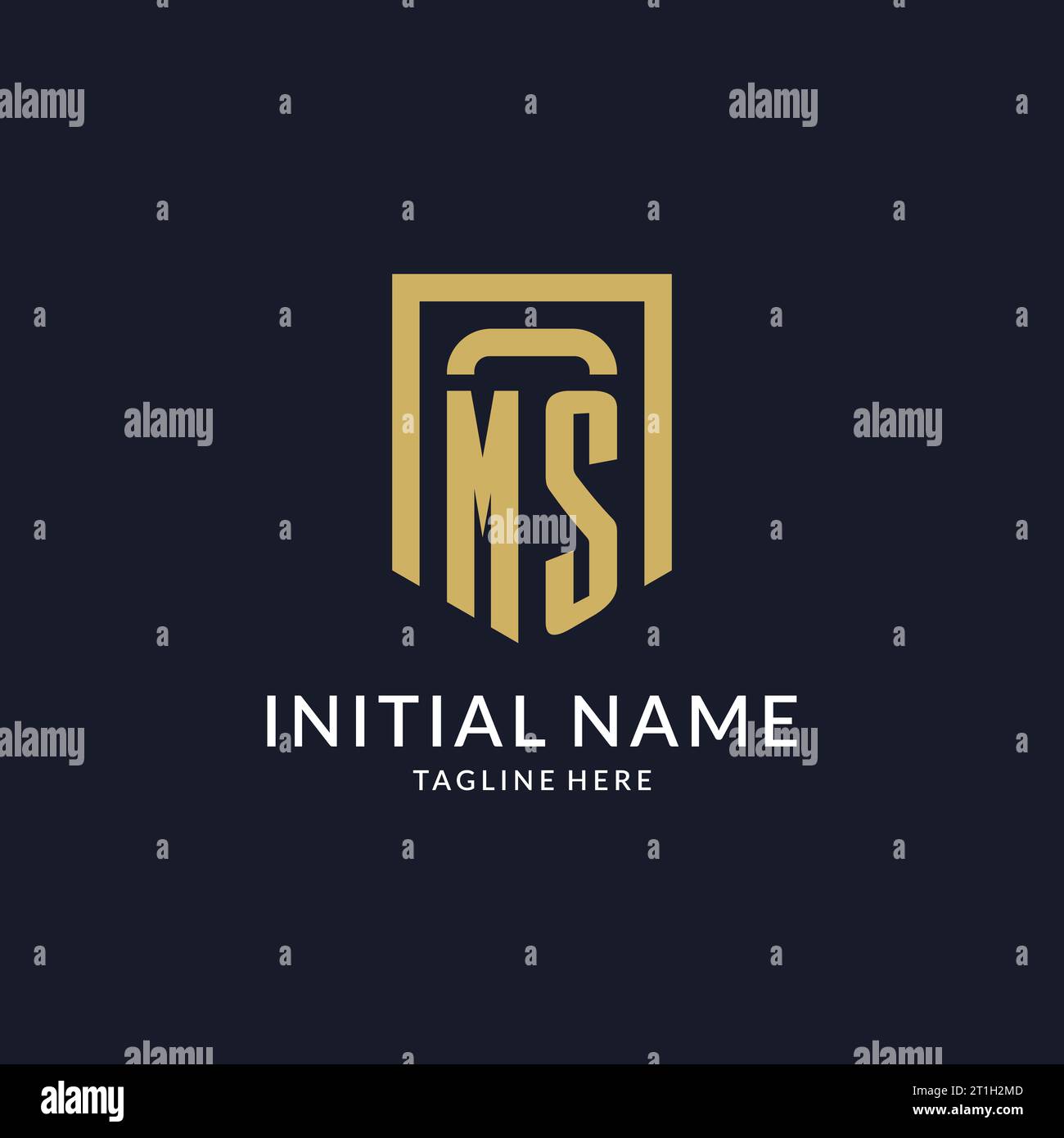 MS logo initial with geometric shield shape design style vector graphic Stock Vector