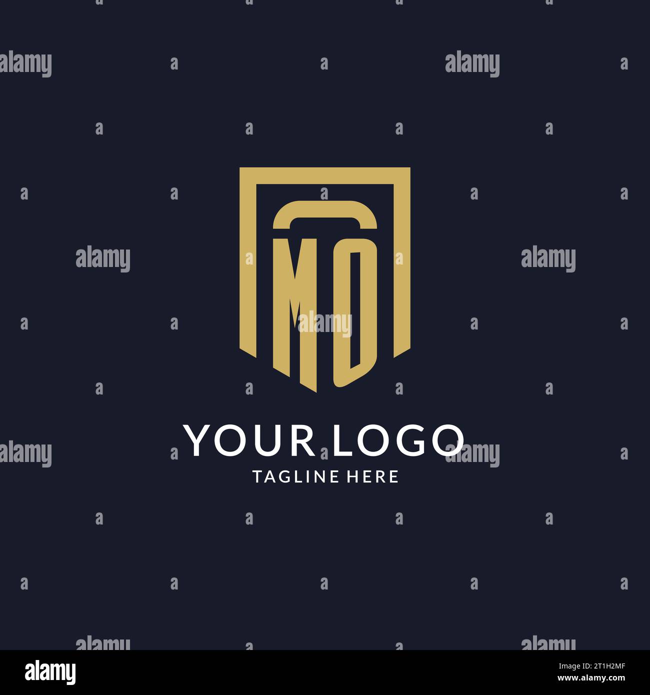 MO logo initial with geometric shield shape design style vector graphic Stock Vector