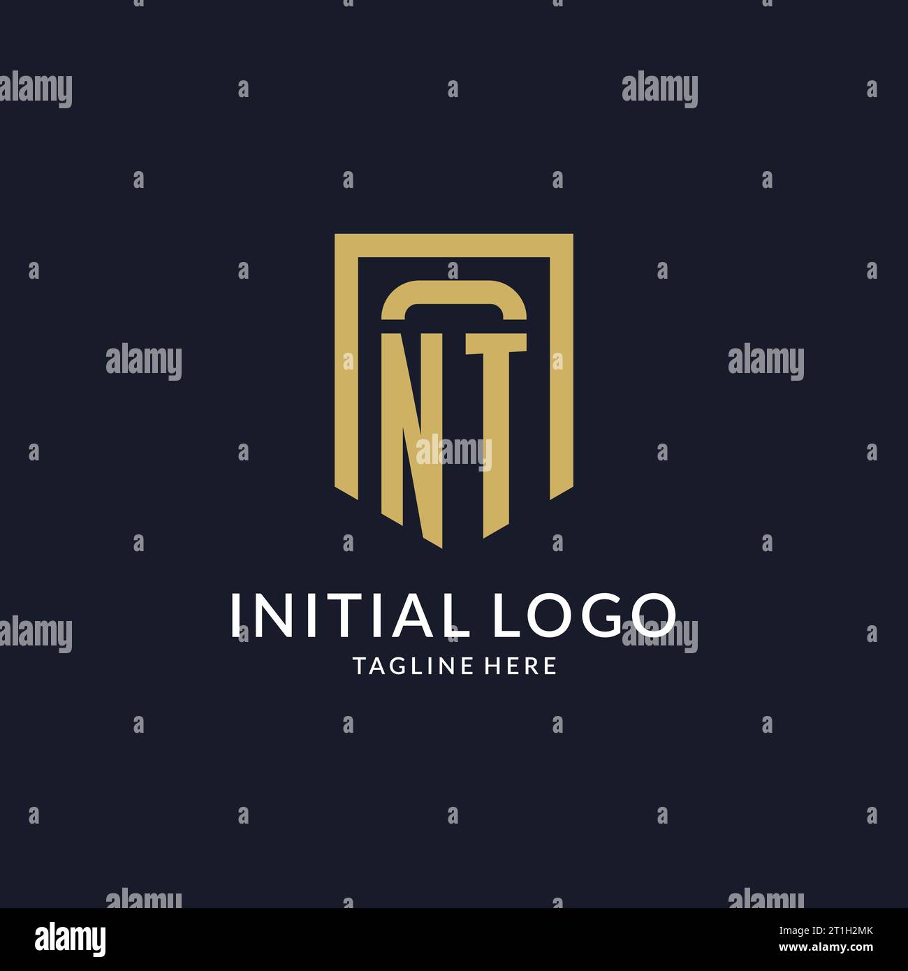 NT logo initial with geometric shield shape design style vector graphic Stock Vector