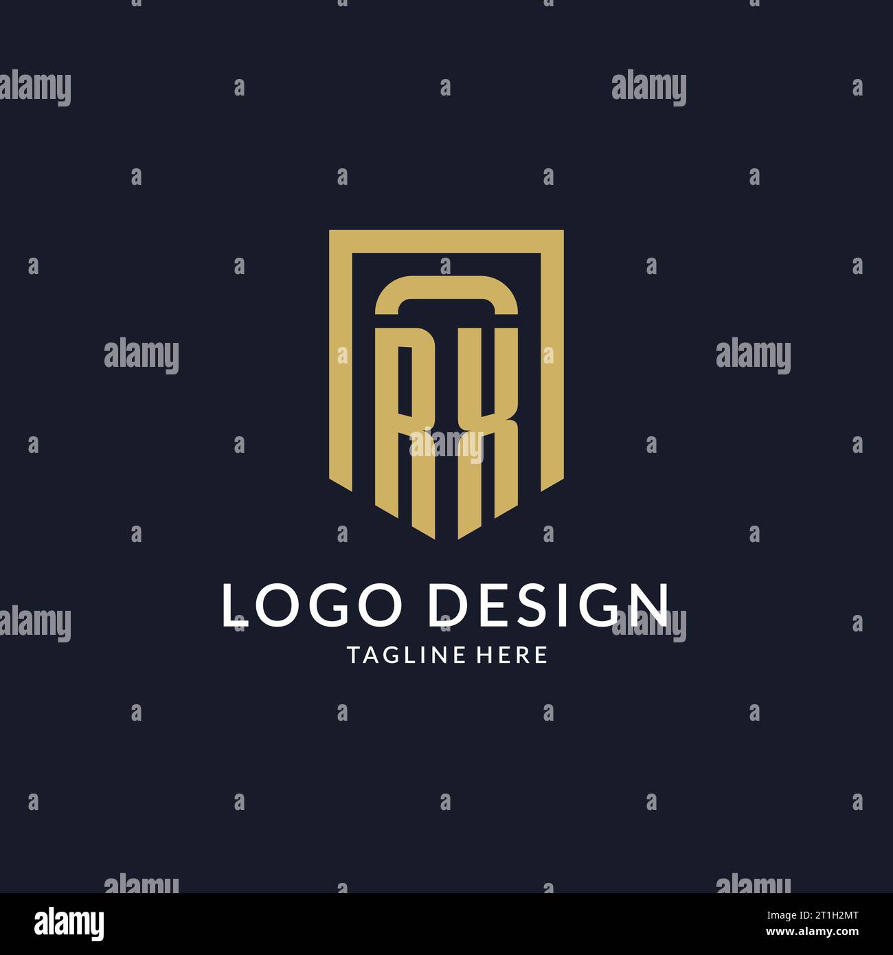 RX logo initial with geometric shield shape design style vector graphic Stock Vector