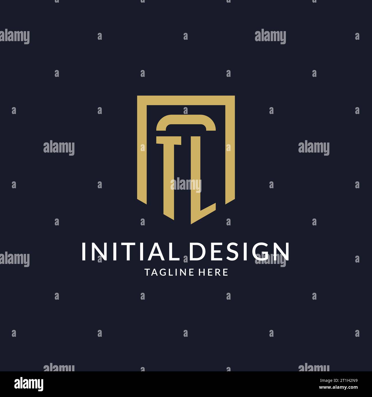 TL logo initial with geometric shield shape design style vector graphic Stock Vector