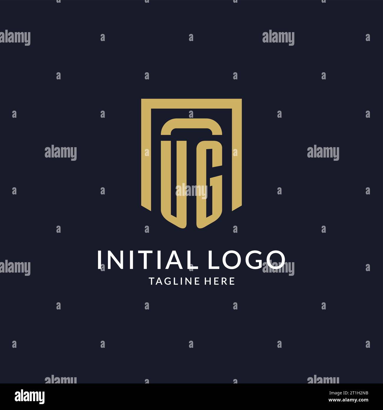 UG logo initial with geometric shield shape design style vector graphic Stock Vector
