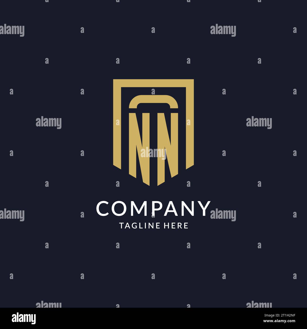 NN logo initial with geometric shield shape design style vector graphic Stock Vector