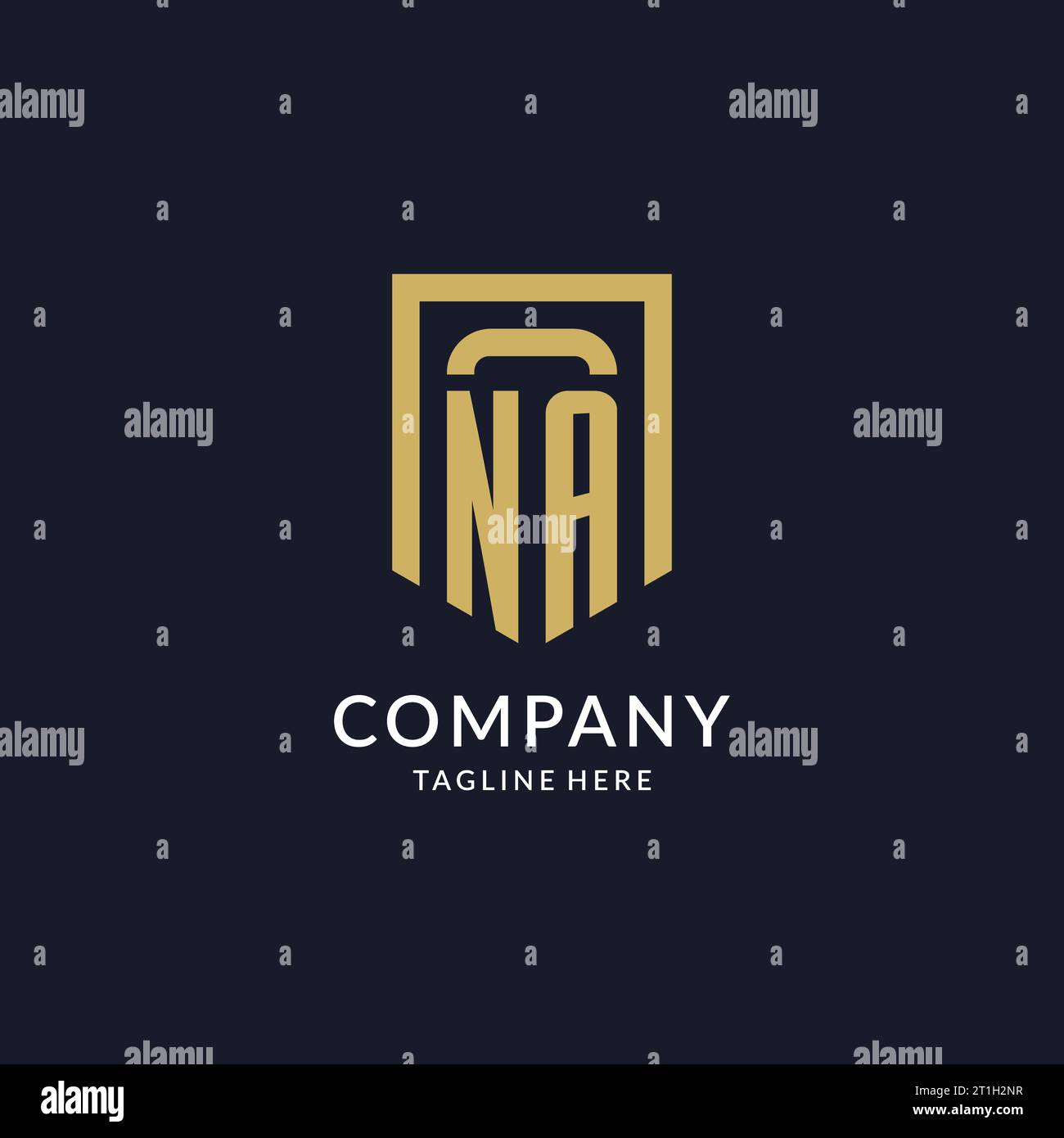 NA logo initial with geometric shield shape design style vector graphic Stock Vector