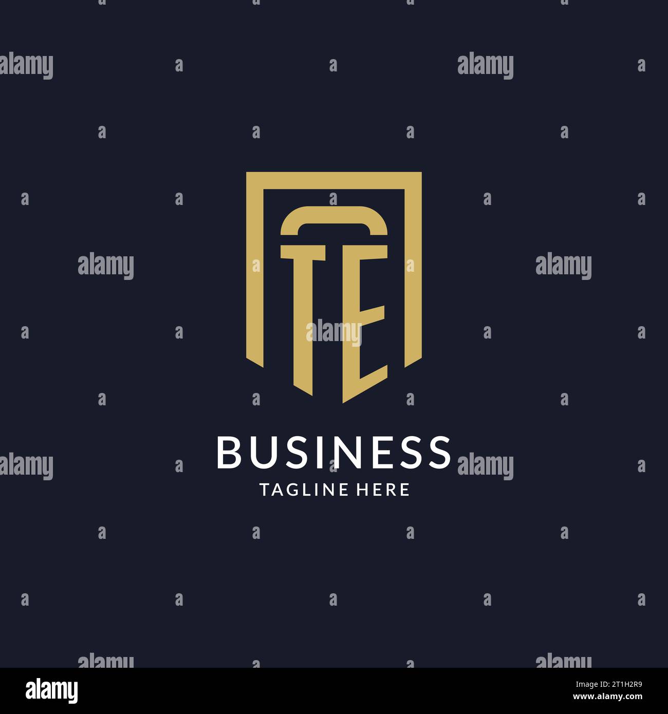 TE logo initial with geometric shield shape design style vector graphic Stock Vector