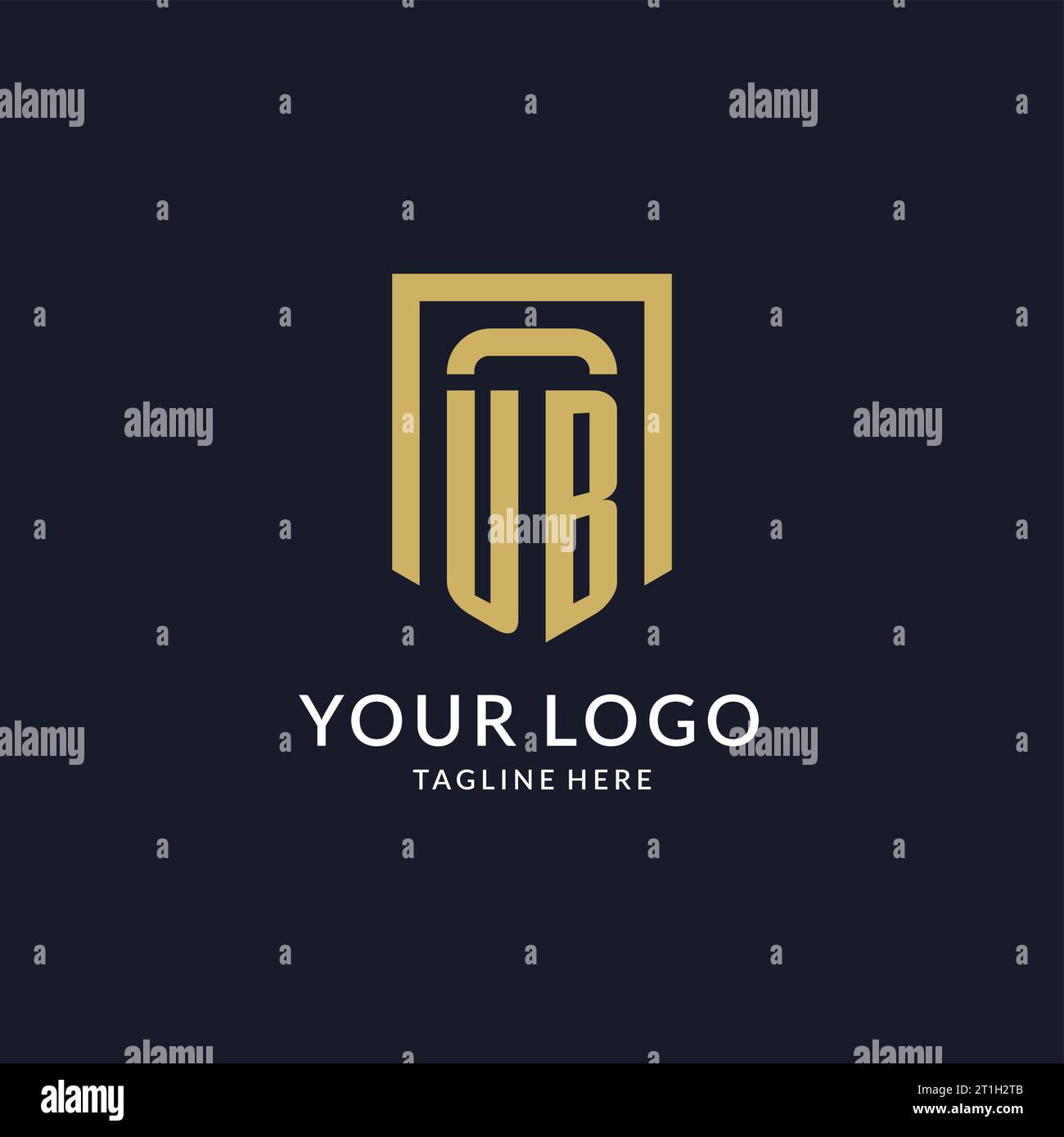 UB logo initial with geometric shield shape design style vector graphic Stock Vector
