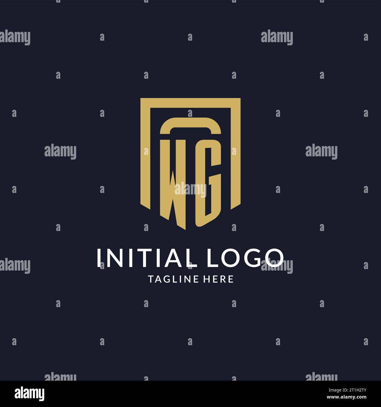 WG logo initial with geometric shield shape design style vector graphic Stock Vector