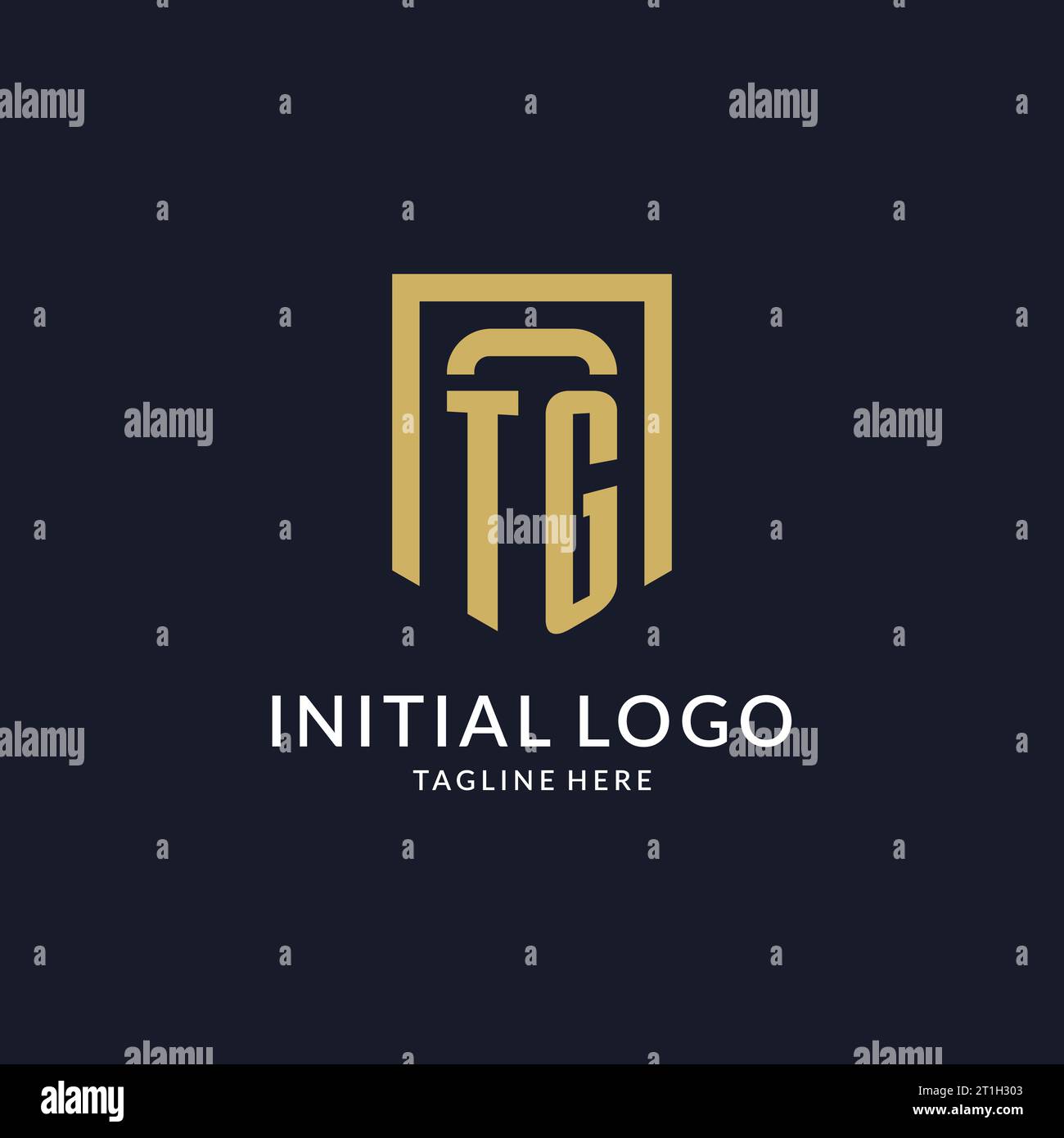 TG logo initial with geometric shield shape design style vector graphic ...